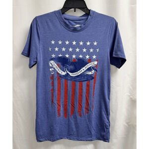 Home of the Brave USA Patriotic Graphic T-Shirt Men's Size Small Blue